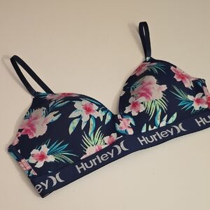 Hurley Navy Floral Wireless Bra with Pink & Teal Print